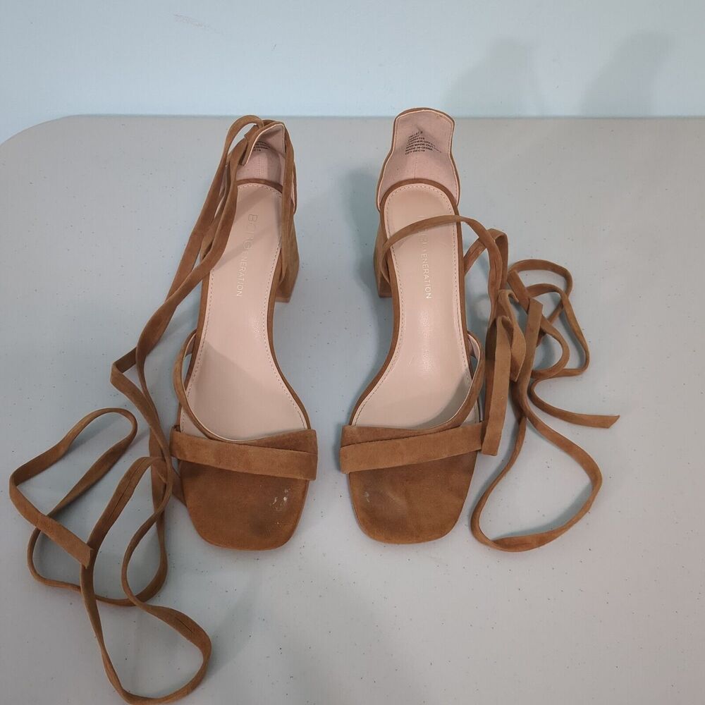 BCBGeneration Debby Camel Suede Heels size 7 brown